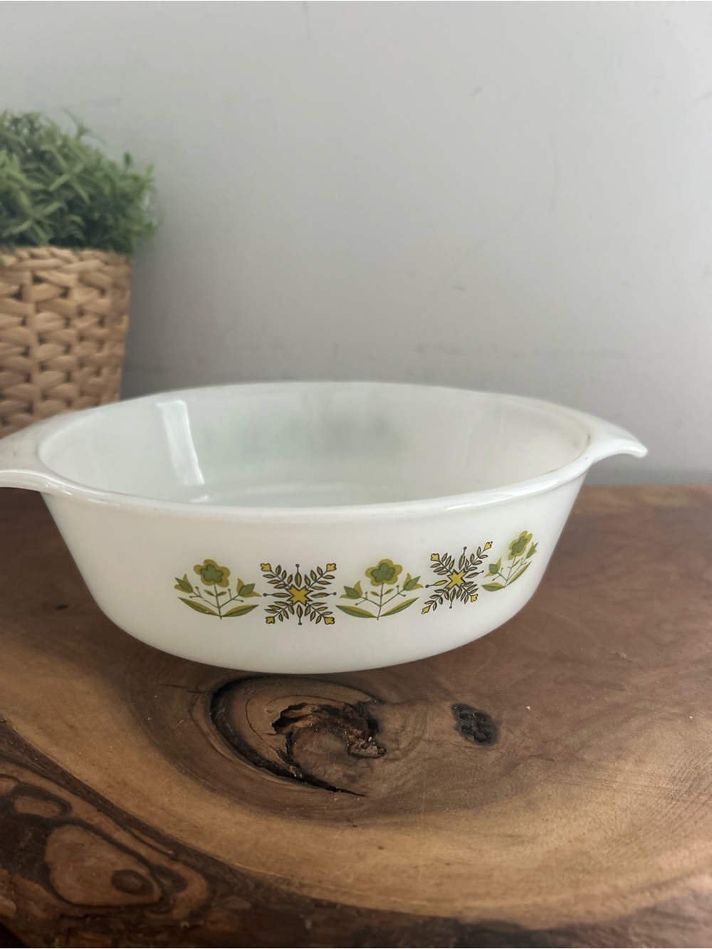 Vtg Fire King Meadow Green 9" Round Casserole Baking Dish 436 Anchor Hocking MCM